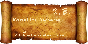 Kruzslicz Barnabás névjegykártya